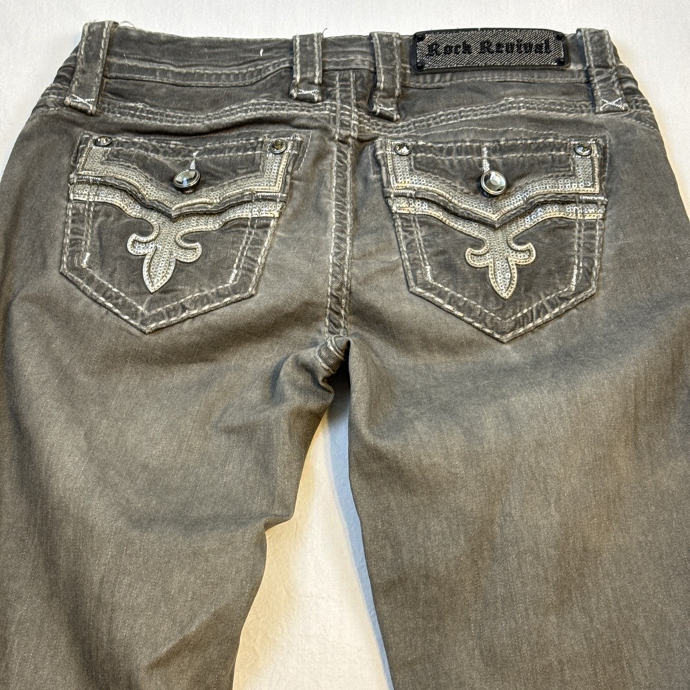 Rock Revival Delisa JEANS WOMENS 26/31 Skinny Stretch  Black Denim WHISKERING